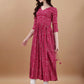 Jyoti Fashion Women's Rani Pink Rayon Bandhani Printed Casual Flared kurta | Swadesiicart