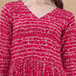 Jyoti Fashion Women's Rani Pink Rayon Bandhani Printed Casual Flared kurta | Swadesiicart