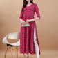 Jyoti Fashion Women's Rani Pink Rayon Bandhani Printed Casual Flared kurta | Swadesiicart