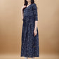 Jyoti Fashion Women's Navy Blue Rayon Bandhani Printed Casual Flared kurta | Swadesiicart