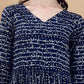 Jyoti Fashion Women's Navy Blue Rayon Bandhani Printed Casual Flared kurta | Swadesiicart