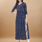 Jyoti Fashion Women's Navy Blue Rayon Bandhani Printed Casual Flared kurta | Swadesiicart