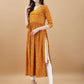 Jyoti Fashion Women's Mustard Rayon Bandhani Printed Casual Flared kurta | Swadesiicart