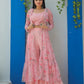 Jyoti Fashion Women's Baby Pink Georgette Sequins Choli with Printed Shrug & Sharara Set | Swadesiicart