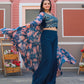 Jyoti Fashion Women's Teal Blue Georgette Sequins Choli with Printed Shrug & Sharara Set | Swadesiicart