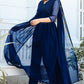 Jyoti Fashion Women's Blue Georgette Foil Printed Kurta Set with Dupatta | Swadesiicart