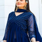 Jyoti Fashion Women's Blue Georgette Foil Printed Kurta Set with Dupatta | Swadesiicart