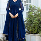 Jyoti Fashion Women's Blue Georgette Foil Printed Kurta Set with Dupatta | Swadesiicart