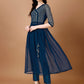Jyoti Fashion Women's Teal Blue Georgette Foil Printed Kurta Set with Dupatta | Swadesiicart