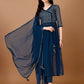 Jyoti Fashion Women's Teal Blue Georgette Foil Printed Kurta Set with Dupatta | Swadesiicart