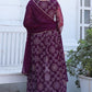 Jyoti Fashion Women's Wine Georgette Bandhani Print Kurta Set with Dupatta | Swadesiicart