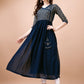 Jyoti Fashion Women's Navy Blue Georgette Foil Printed Gown with Dupatta Set | Swadesiicart