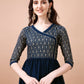 Jyoti Fashion Women's Navy Blue Georgette Foil Printed Gown with Dupatta Set | Swadesiicart