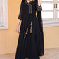 Jyoti Fashion Women's Black Georgette Foil Printed Gown with Dupatta Set | Swadesiicart