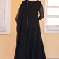 Jyoti Fashion Women's Black Georgette Foil Printed Gown with Dupatta Set | Swadesiicart