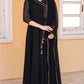 Jyoti Fashion Women's Black Georgette Foil Printed Gown with Dupatta Set | Swadesiicart