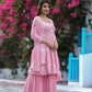 Jyoti Fashion Women's Baby Pink Faux Georgette Resham Embroidered Peplum Sharara Set | Swadesiicart