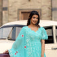 Jyoti Fashion Women's Sky Blue Faux Georgette Resham Embroidered Kurta Set with Dupatta | Swadesiicart