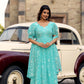 Jyoti Fashion Women's Sky Blue Faux Georgette Resham Embroidered Kurta Set with Dupatta | Swadesiicart