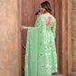 Jyoti Fashion Women's Pista Green Faux Georgette Resham Embroidered Kurta Set with Dupatta | Swadesiicart