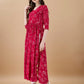 Jyoti Fashion Women's Rani Pink Rayon Bandhani Printed Casual Flared kurta | Swadesiicart