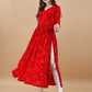 Jyoti Fashion Women's Red Rayon Bandhani Printed Casual Flared kurta | Swadesiicart