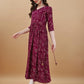 Jyoti Fashion Women's Wine Rayon Bandhani Printed Casual Flared kurta | Swadesiicart