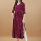 Jyoti Fashion Women's Wine Rayon Bandhani Printed Casual Flared kurta | Swadesiicart