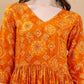 Jyoti Fashion Women's Mustard Rayon Bandhani Printed Casual Flared kurta | Swadesiicart