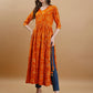 Jyoti Fashion Women's Mustard Rayon Bandhani Printed Casual Flared kurta | Swadesiicart