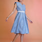 Jyoti Fashion Women's Blue Cotton Striped with Embroidered Belt Western Midi Dress | Swadesiicart