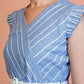 Jyoti Fashion Women's Blue Cotton Striped with Embroidered Belt Western Midi Dress | Swadesiicart