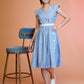 Jyoti Fashion Women's Blue Cotton Striped with Embroidered Belt Western Midi Dress | Swadesiicart