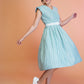 Jyoti Fashion Women's Sea Green Cotton Striped with Embroidered Belt Western Midi Dress | Swadesiicart