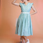 Jyoti Fashion Women's Sea Green Cotton Striped with Embroidered Belt Western Midi Dress | Swadesiicart