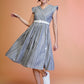 Jyoti Fashion Women's Grey Cotton Striped with Embroidered Belt Western Midi Dress | Swadesiicart