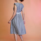 Jyoti Fashion Women's Grey Cotton Striped with Embroidered Belt Western Midi Dress | Swadesiicart
