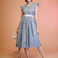 Jyoti Fashion Women's Grey Cotton Striped with Embroidered Belt Western Midi Dress | Swadesiicart