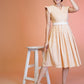 Jyoti Fashion Women's Orange Cotton Striped with Embroidered Belt Western Midi Dress | Swadesiicart