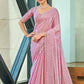 Jyoti Fashion Women's Pink Silk Blend Embellished Border with Beads & Crystal Cutwork Saree with Blouse | Swadesiicart