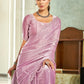 Jyoti Fashion Women's Pink Silk Blend Embellished Border with Beads & Crystal Cutwork Saree with Blouse | Swadesiicart