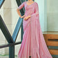 Jyoti Fashion Women's Pink Silk Blend Embellished Border with Beads & Crystal Cutwork Saree with Blouse | Swadesiicart