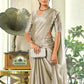 Jyoti Fashion Women's Silver Silk Blend Embellished Border with Beads & Crystal Cutwork Saree with Blouse | Swadesiicart