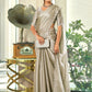 Jyoti Fashion Women's Silver Silk Blend Embellished Border with Beads & Crystal Cutwork Saree with Blouse | Swadesiicart