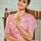 Jyoti Fashion Women's Pink Silk Blend Embellished Border with Beads & Crystal Cutwork Saree with Blouse | Swadesiicart