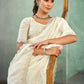 Jyoti Fashion Women's Cream Silk Blend Embellished Border with Beads & Crystal Cutwork Saree with Blouse | Swadesiicart