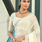 Jyoti Fashion Women's Cream Silk Blend Embellished Border with Beads & Crystal Cutwork Saree with Blouse | Swadesiicart