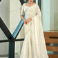 Jyoti Fashion Women's Cream Silk Blend Embellished Border with Beads & Crystal Cutwork Saree with Blouse | Swadesiicart