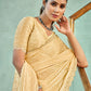 Jyoti Fashion Women's Ivory Silk Blend Embellished Border with Beads & Crystal Cutwork Saree with Blouse | Swadesiicart