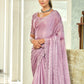 Jyoti Fashion Women's Purple Silk Blend Embellished Border with Beads & Crystal Cutwork Saree with Blouse | Swadesiicart